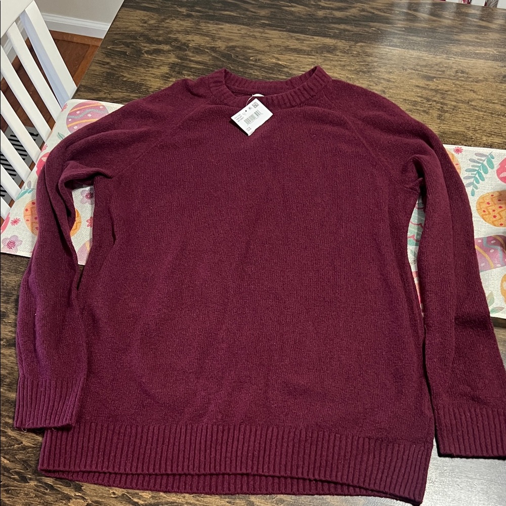 American Eagle Outfitters Burgundy Crew Neck Sweater